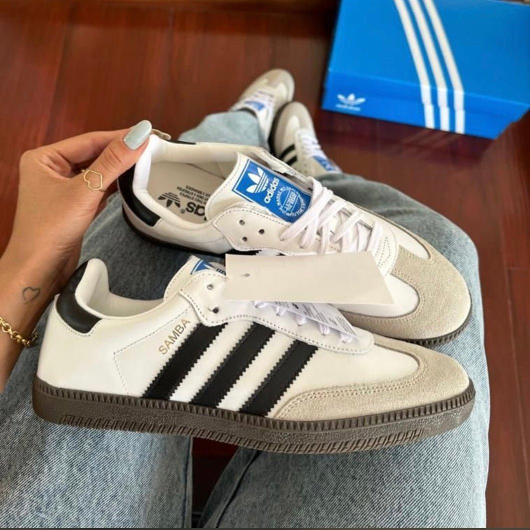 Tênis Adidas Samba OG Branco e Preto Couro Legítimo