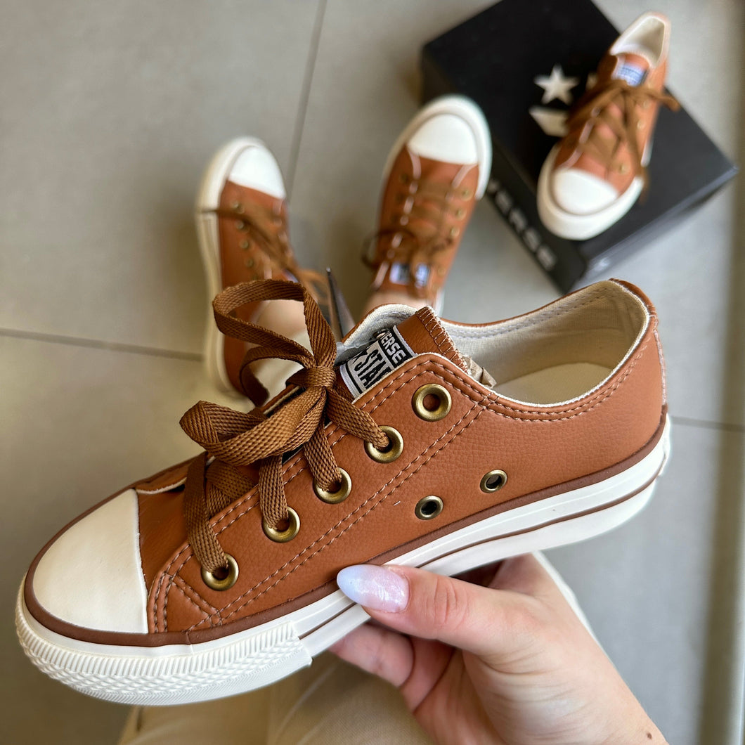 Tênis All Star Caramelo Off White Plataforma